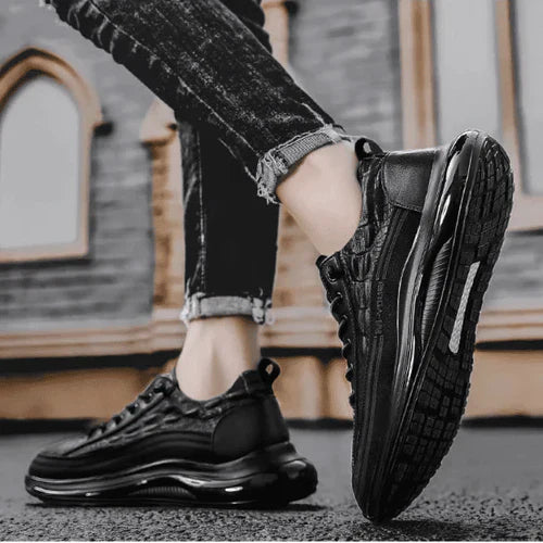 Heren Sneakers in Krokodillenleer Stijl + Gratis Horloge