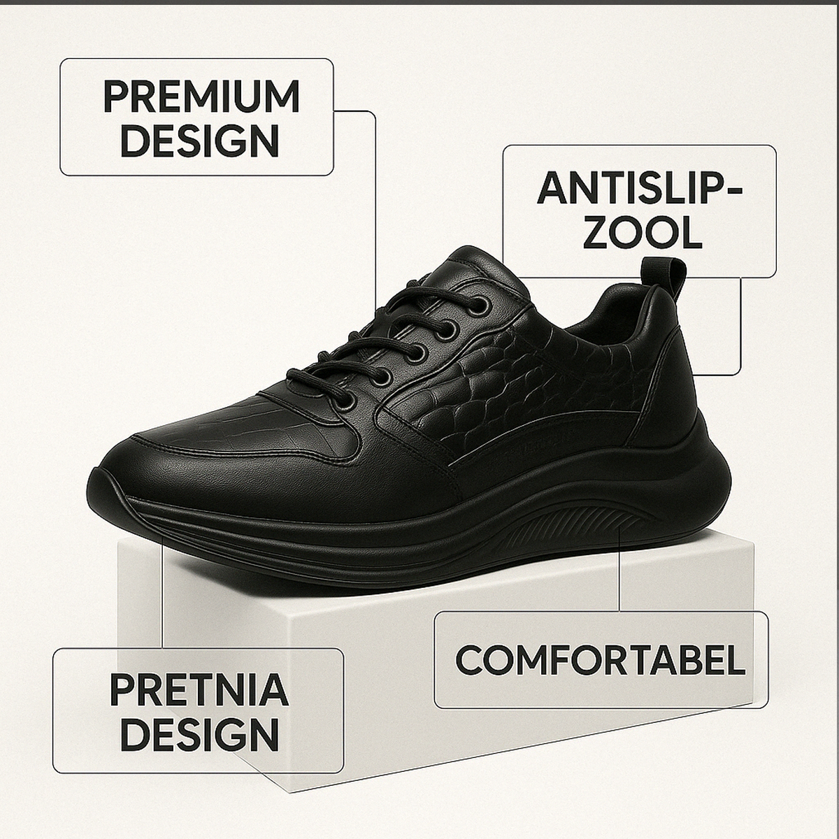 Heren Sneakers in Krokodillenleer Stijl + Gratis Horloge