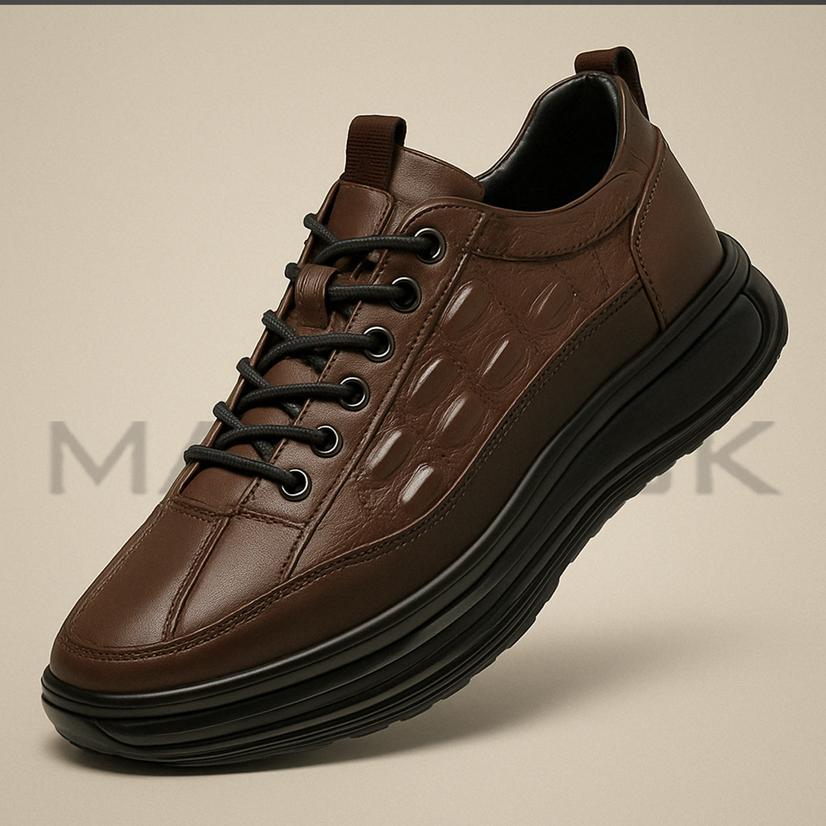 Heren Sneakers in Krokodillenleer Stijl + Gratis Horloge